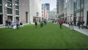 SYNLawn artificial grass commercial shopping center high traffic area