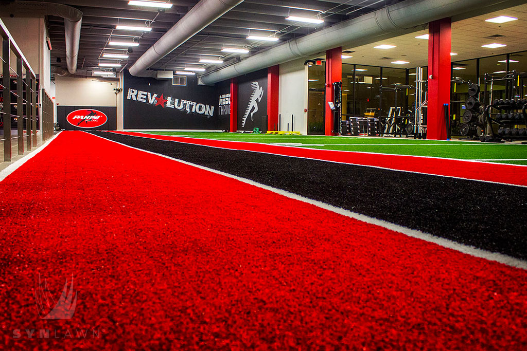 image of a gym with SpeedTurf and TrackTurf