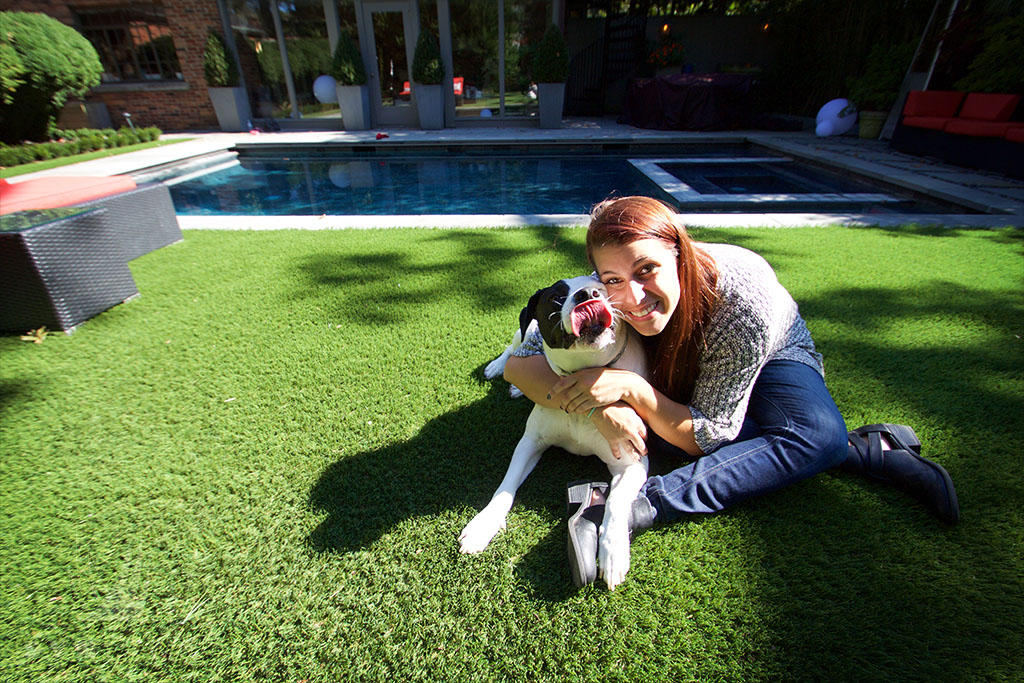 image of pet owner with her dog
