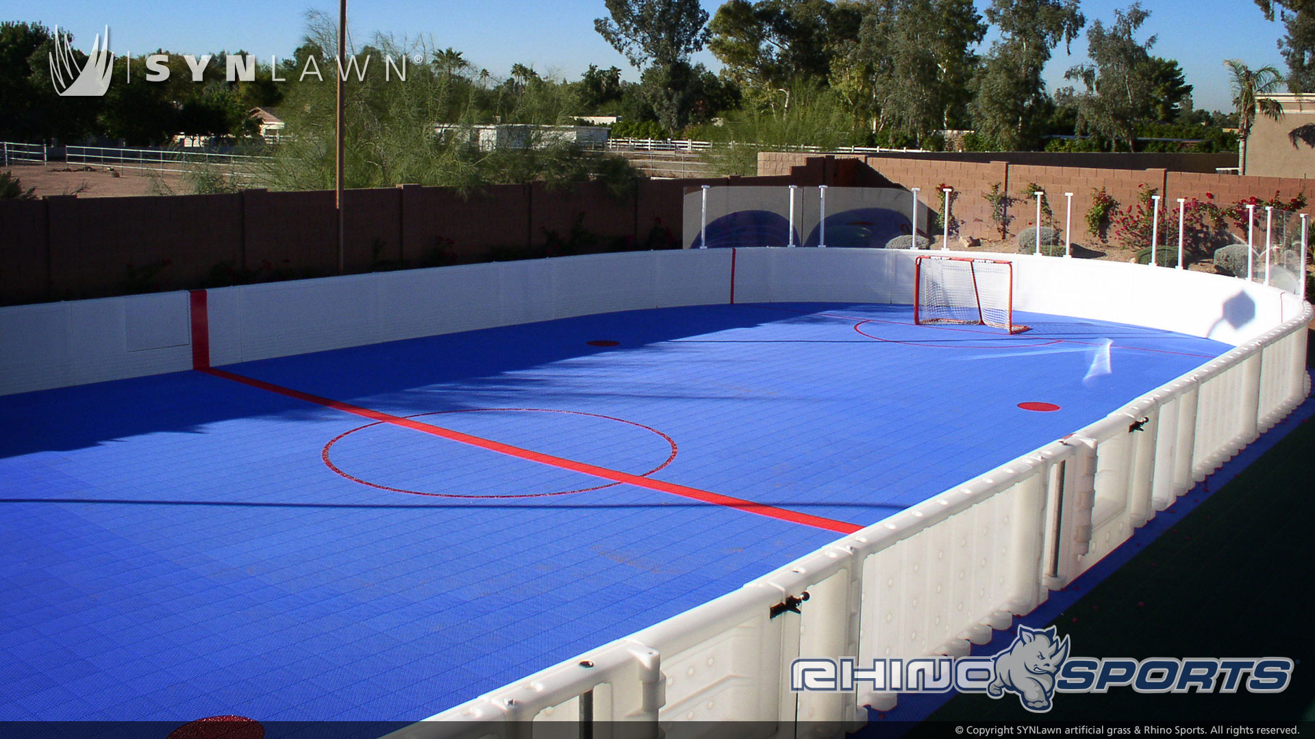 image of an outdoor hockey rink from Rhino Sports
