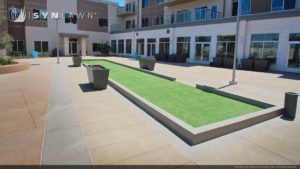 3/4 angle of a long bocce ball court