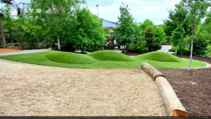 image of SYNLawn artificial grass play area mounds at the Omaha Nebraska Zoo