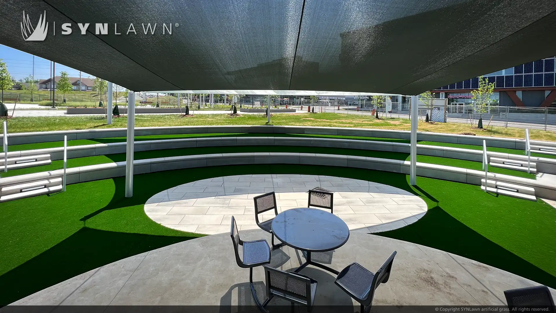 image of SYNLawn artificial grass at West 5 net zero community amphitheater London Toronto Ontario