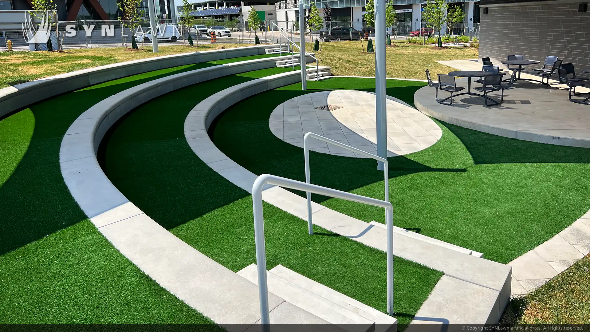 image of SYNLawn artificial grass at West 5 net zero community amphitheater London Toronto Ontario